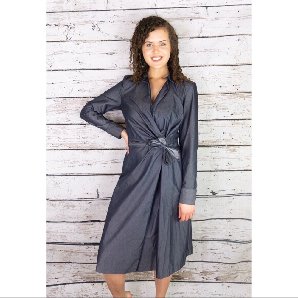 Banana Republic Long Wrap Cotton Blend Dress